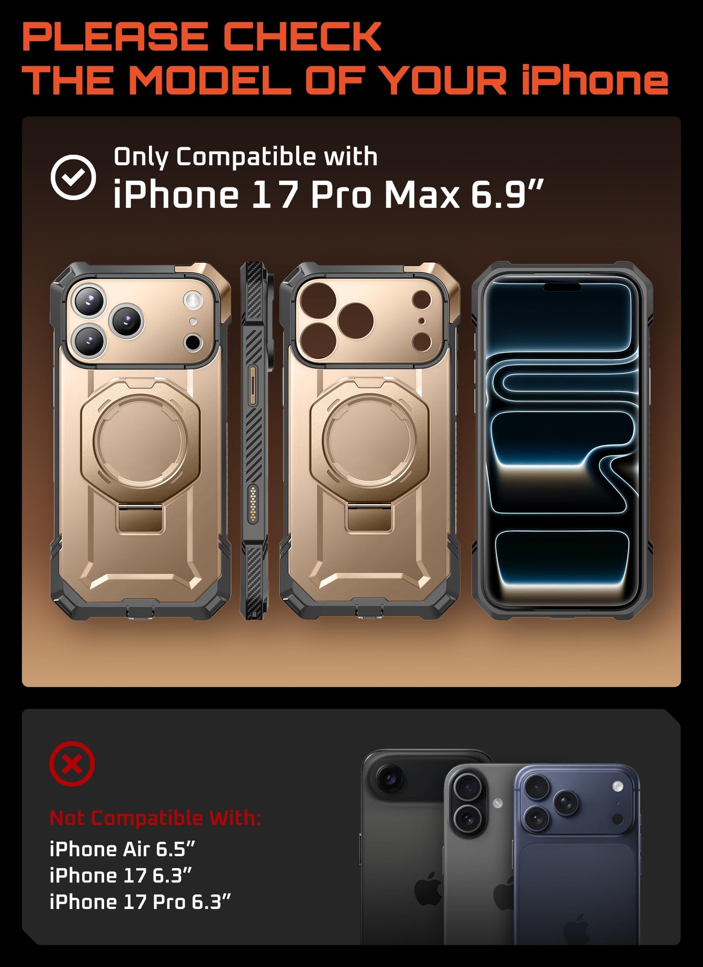 Supcase For Iphone 17 Pro Max Case With Kickstand (Unicorn Beetle Grip), [Camera Control Cover] [Compatible With Magsafe] [Milit