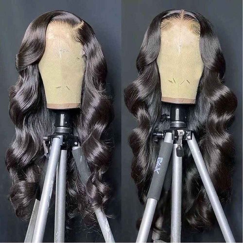 Douyin Body Wave Lace Front Wigs Human Hair Pre Plucked 24 Inch 180% Density 13x4 HD Lace Front Wigs For Women Human Hair Wigs Glueless Transparent Frontal Wig Natural Black Color