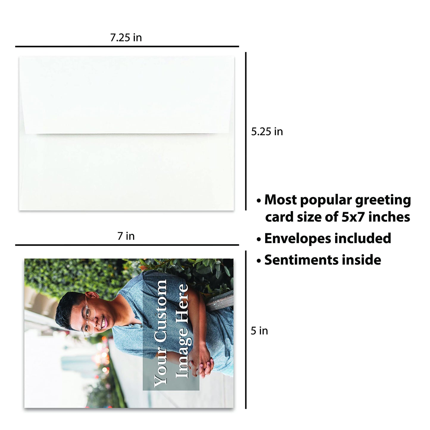 Personalized Greeting Card Custom Your Photo Image Upload Your Text Greeting Card For All Occasions, Christmas, Holiday, Wedding, Birthday, Thank You Card (Single Card)