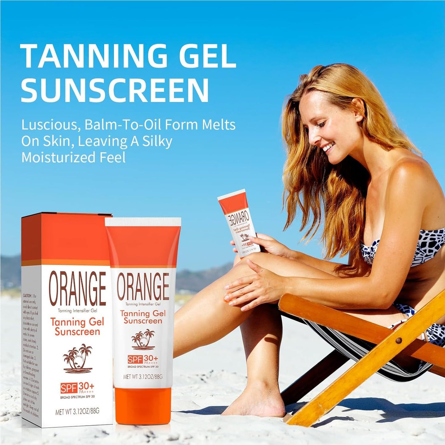 Sun Tanning Gel with SPF 30 Sunscreen, Hydrating & Moisturizing Formula Sunscreen, Travel Size Fast-Absorbing Tan Accelerator Su