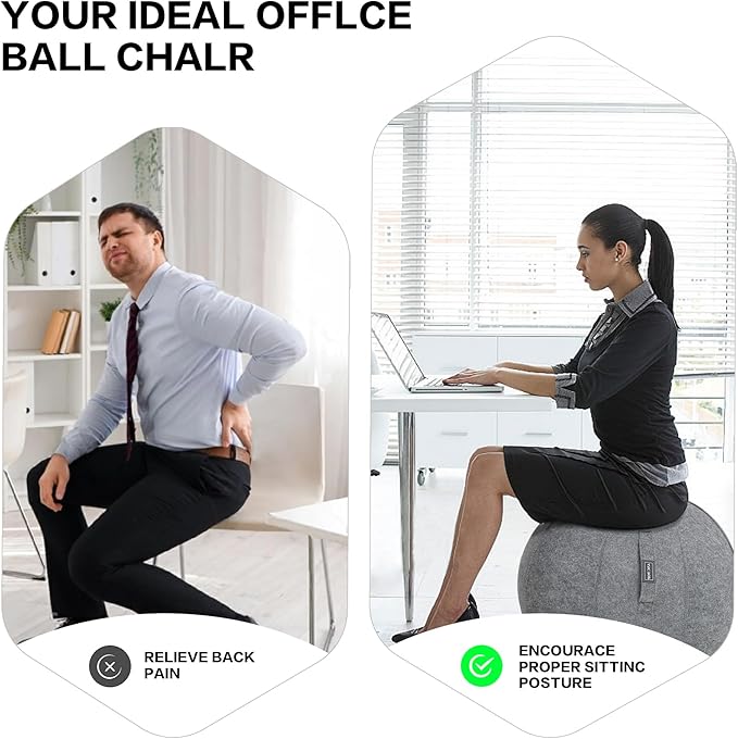 ANC POP Yoga Ball Exercise Ball, Anti Slip Stability Ball Chair, 25” Heavy Duty Large Gym Ball for Fitness, Balance and Core Workout with Cover, Easy Clean