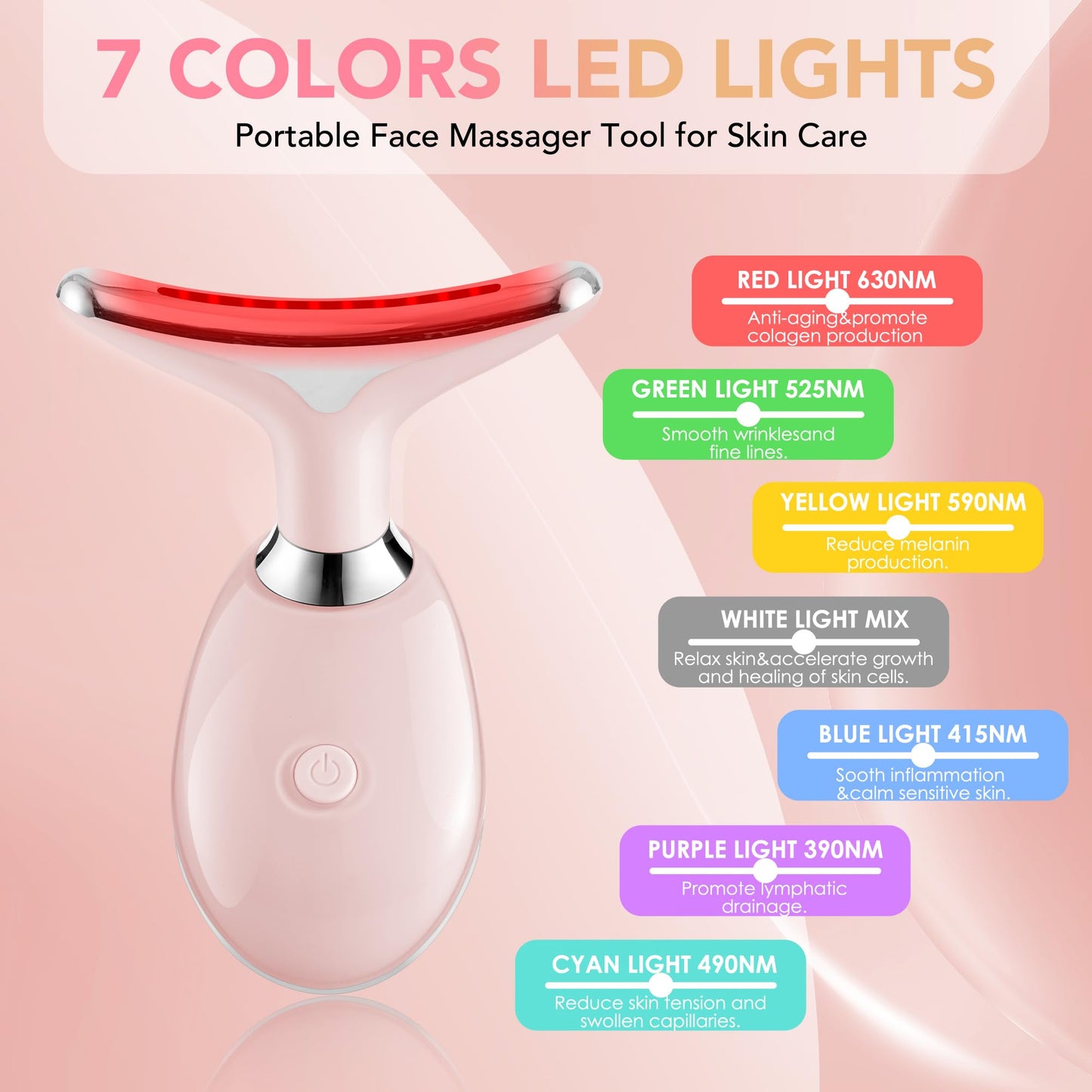 Red-Light-Therapy-for-Face, Facial Massager Wand Tool with 7 Color - Birthday, Christmas, Mothers Day, Valentines Day, Self Care