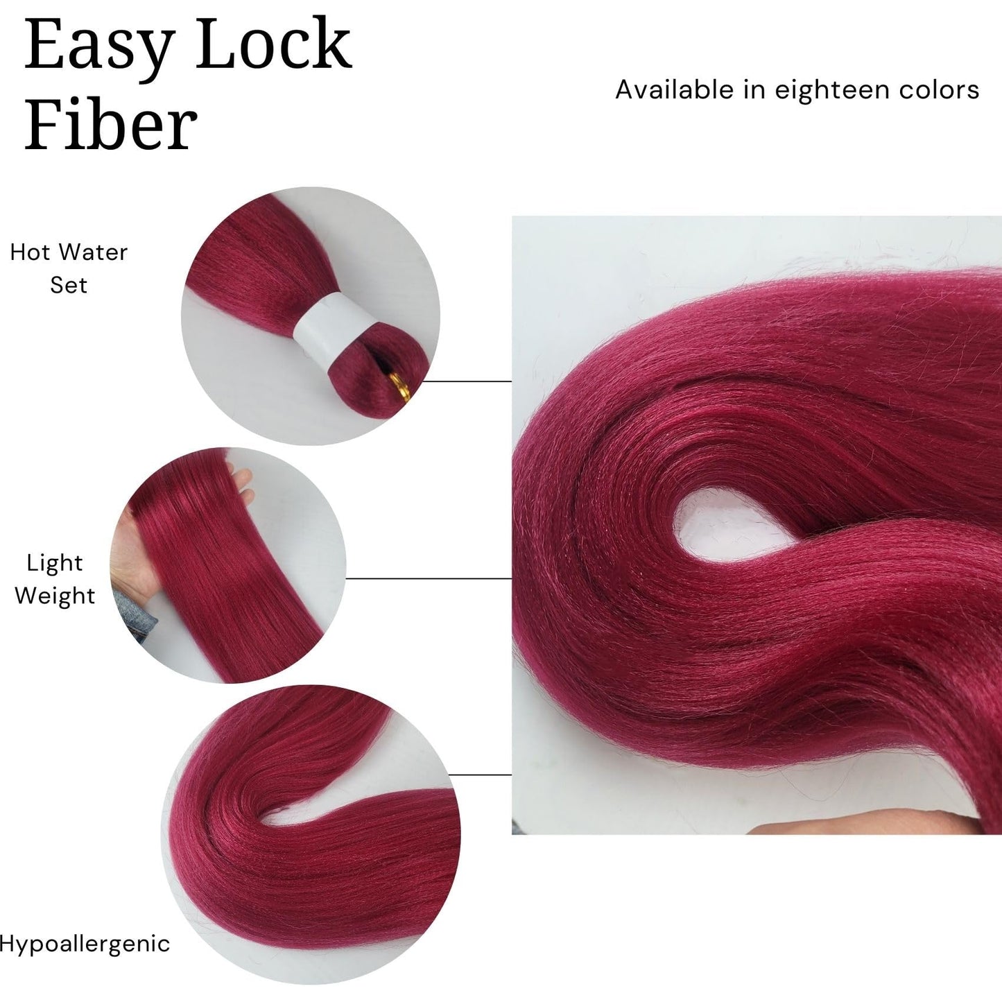 Dark Red Braiding Hair Pre stretched for Boho Braids Pre stretched Boho Braiding Hair