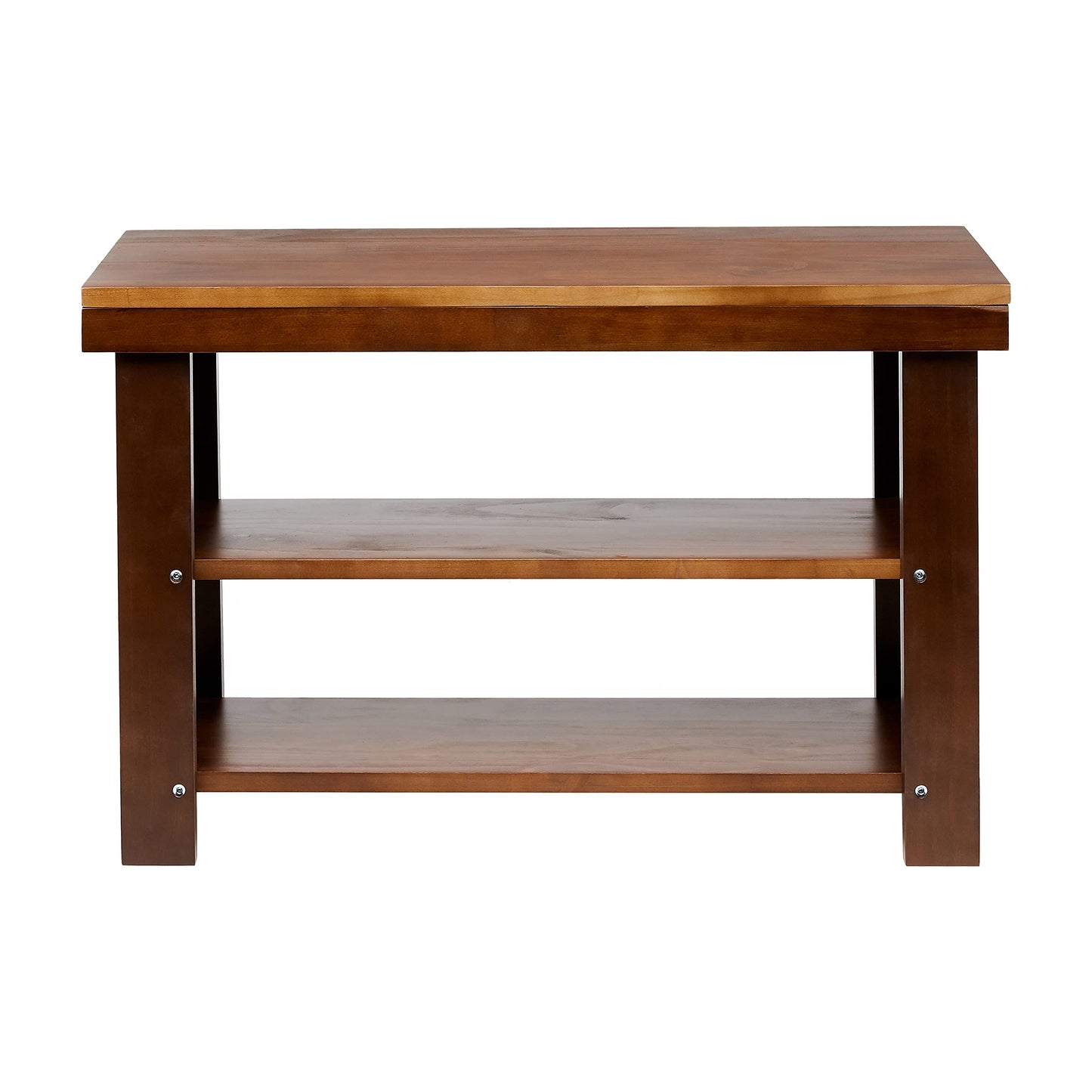 Amazon Basics Solid Pine Wood Entryway Shoe Rack Bench, Espresso, 10.4" D x 27.56" W x 17.72" H