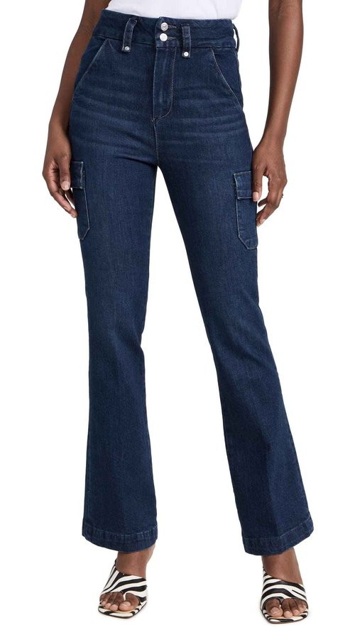 PAIGE Women's Dion 32" Jeans with Cargo Pockets, Gracie Lou, Blue, 32