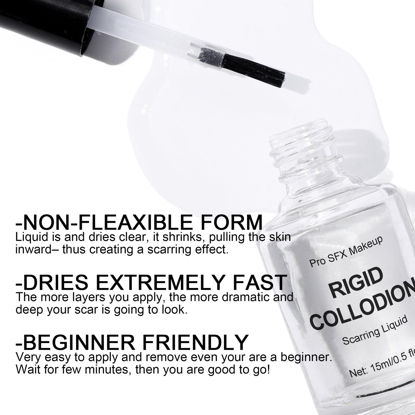 DALVGFN Rigid Collodion Special Effects SFX Makeup Combo Kit, Scarring Liquid & Remover, Realistic Scar Makeup For Halloween Cos