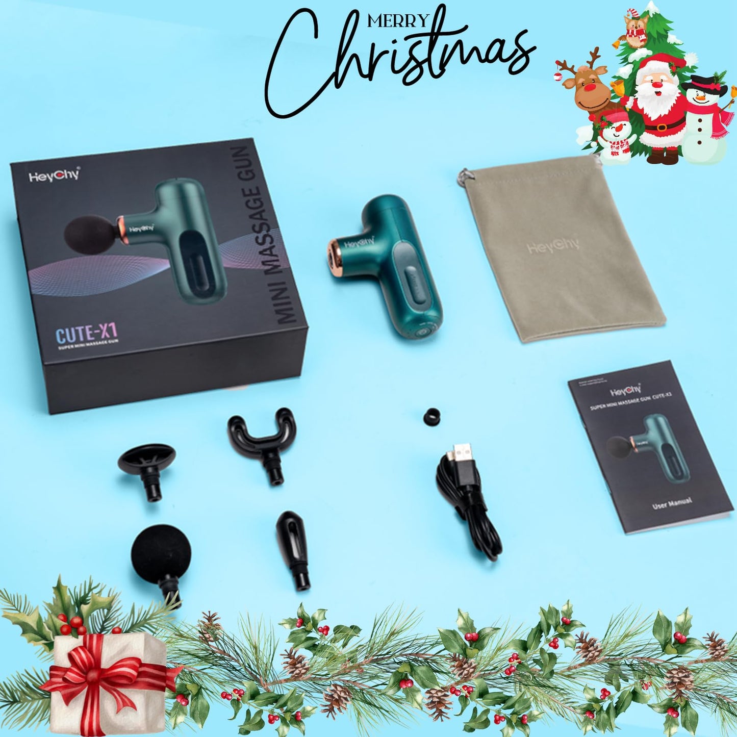 HEYCHY Super Mini Massage Gun, Percussion Deep Tissues Muscle Massager, Compact Sports Travel Massage Gun, Portable Handheld Massager for Office Gifts for Her, Home, Athletes