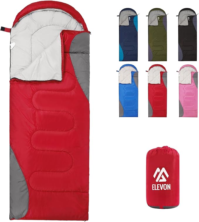 Elevon Sleeping Bag for Adults Teens Kids Cold Warm Weather, Portable Waterproof & Lightweight, Compact with Compression S...