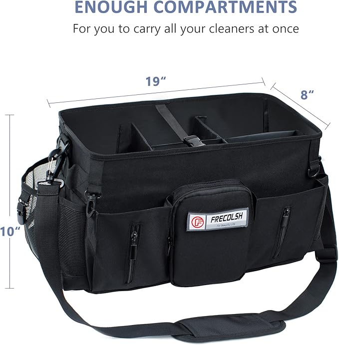Large Cleaning Supplies Organizer-Cleaning Caddy Organizer With Handles & Shoulder Strap-Cleaning Bags for Cleaning Suppliers-Housekeepers Wearable Cleaning Tote Upgraded