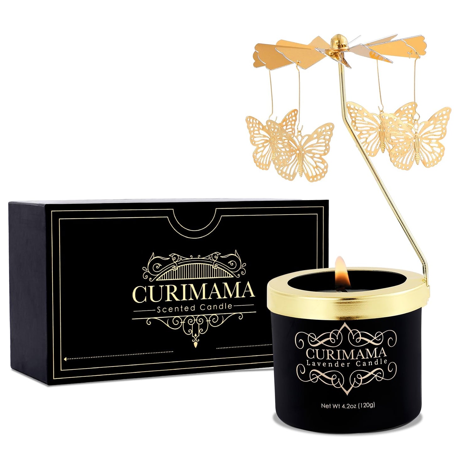 Gifts for Women Birthday Unique, Butterfly Gift for Mom, Rotating Candles Gift for Best Friend, Lavender Candle Presents for Sister, Mom Birthday Gifts from Daughter