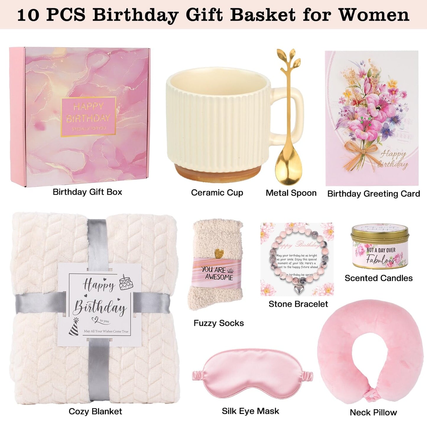 Birthday Gift Basket for Women, Birthday Gifts for Women Friendship Mom Sister Best Friend Her Wife Girlfriend Daughter Aunt Sis