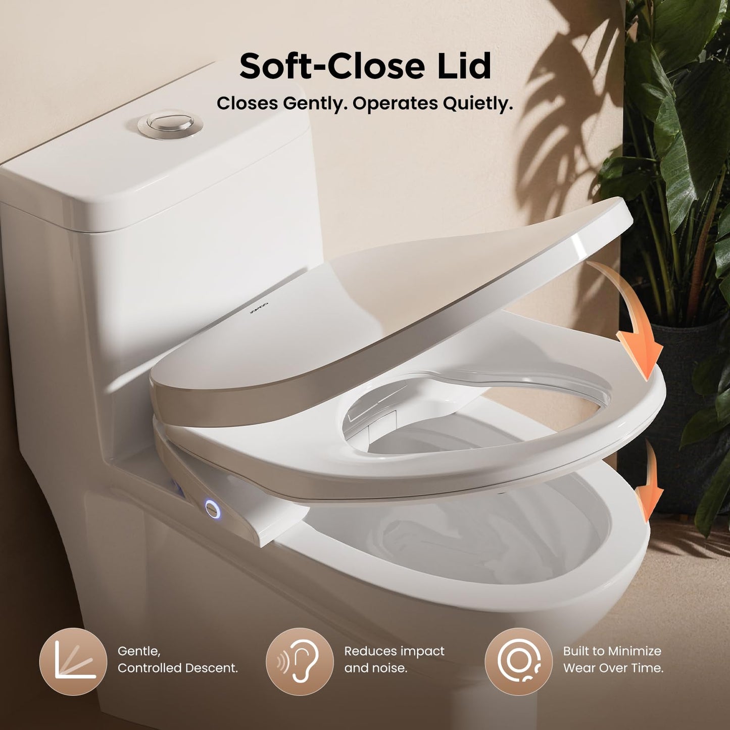 JOMOO Smart Bidet Toilet Seat Elongated, Electric Bidet with Heated Seat, Warm Air Dryer, Adjustable Water Temperature & Pressure, Self-Cleaning Nozzle, Night Light, Eco-Friendly