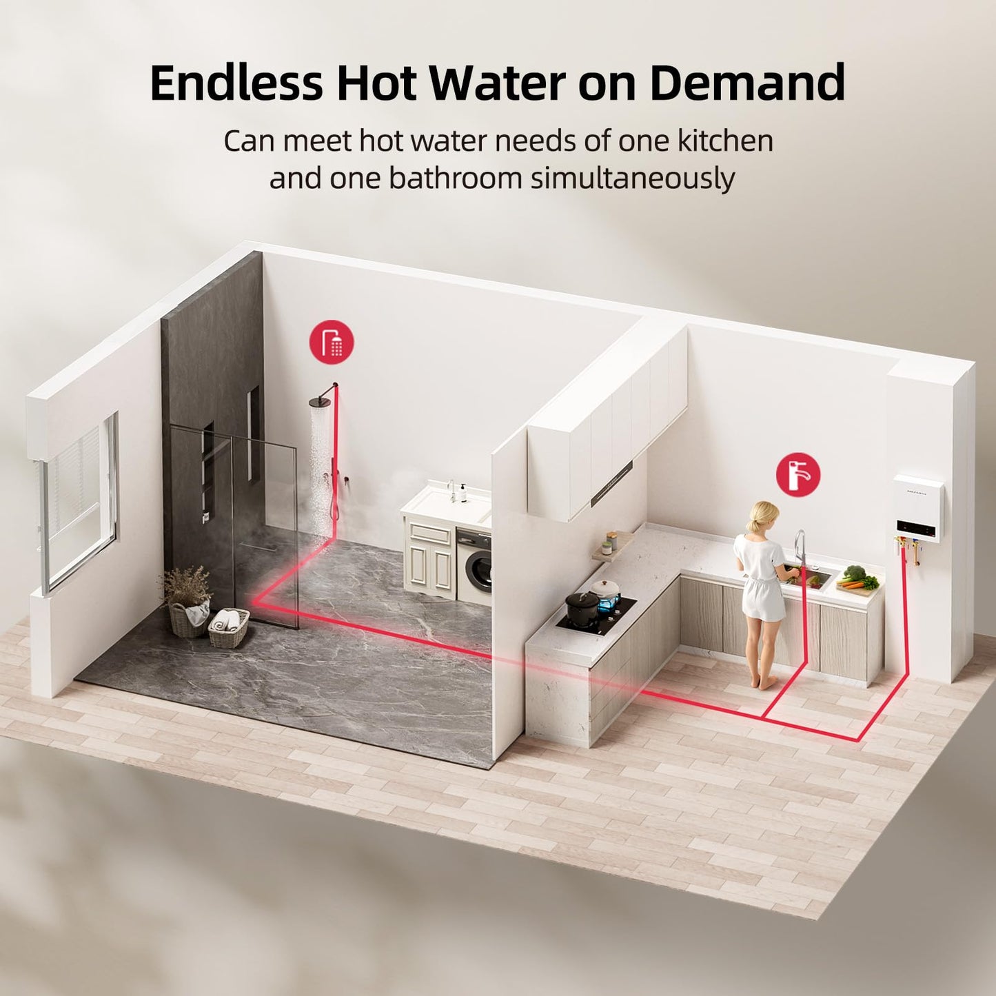 11kW Tankless Water Heater Electric, MIZUDO 240 Volt Instant Hot Water Heater, Suitable for Single-Point Use in a Small Apartment, LED Display, ETL Certified, Ideal for Showering