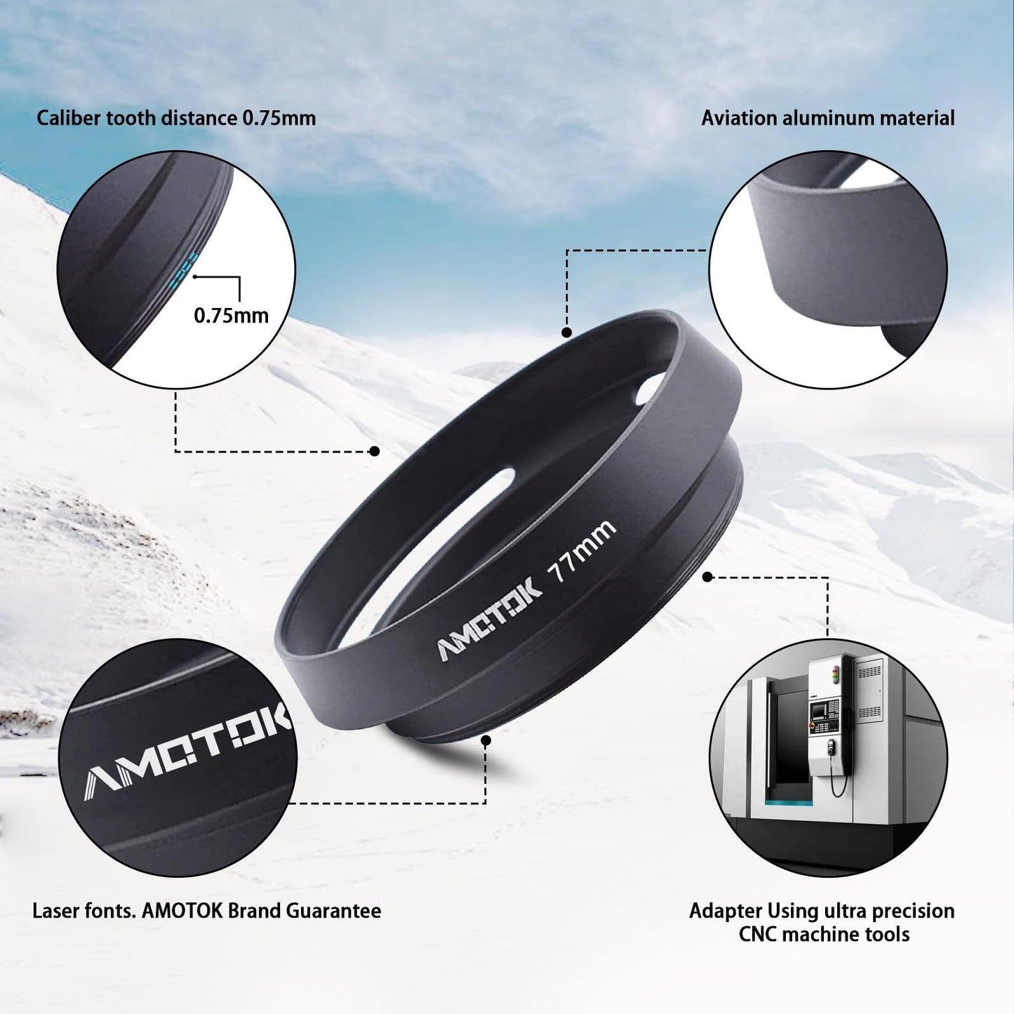 77Mm Camera Lens Hood Compatiable All With 77Mm Brands Filter Thread Lenses,Made Of Cnc Aluminium Hollow Lens Hood.18-35Mmf/3.5-