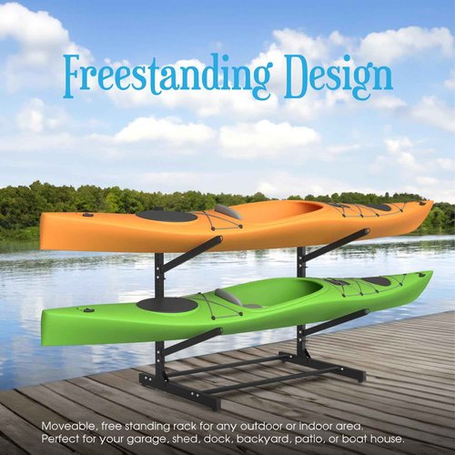 TPHUC Adjustable Kayak Rack, Sup Storage Stand, Weatherproof Canoe Holder, Heavy Duty Paddleboard Bracket, Anti-Rust Surfboard Bracket, Kayak Wall Mount for Outdoor Organizer - 2 Levels