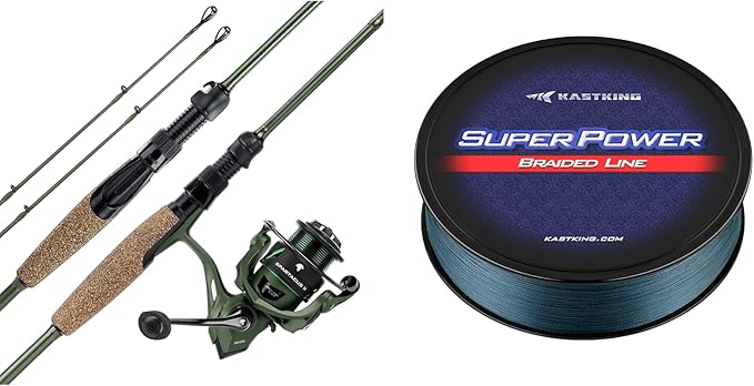 KastKing Spartacus II Spinning Fishing Reel Combo,6'2" ML,2000 Reel, KastKing Superpower Braided Fishing Line,Low-Vis Gra...