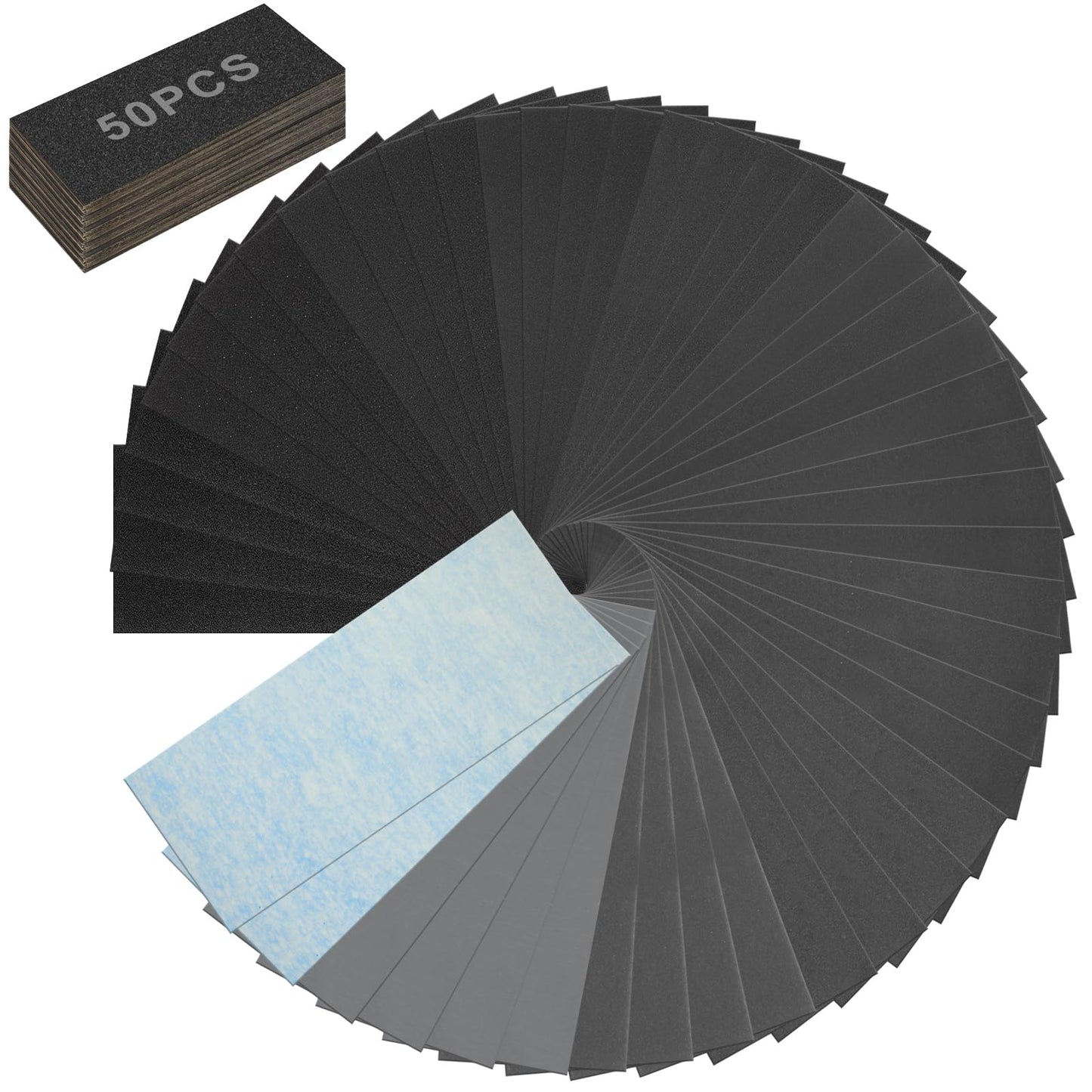 cooclensportey 50PCS Sand Paper, 13 Grits Premium Sandpaper Assortment - 120/150/180/240/320/400/600/800/1000/1500/2000/3000/5000 Grit Sandpaper Sheets, Wet Dry Sand Paper for Wood Metal Car Sanding