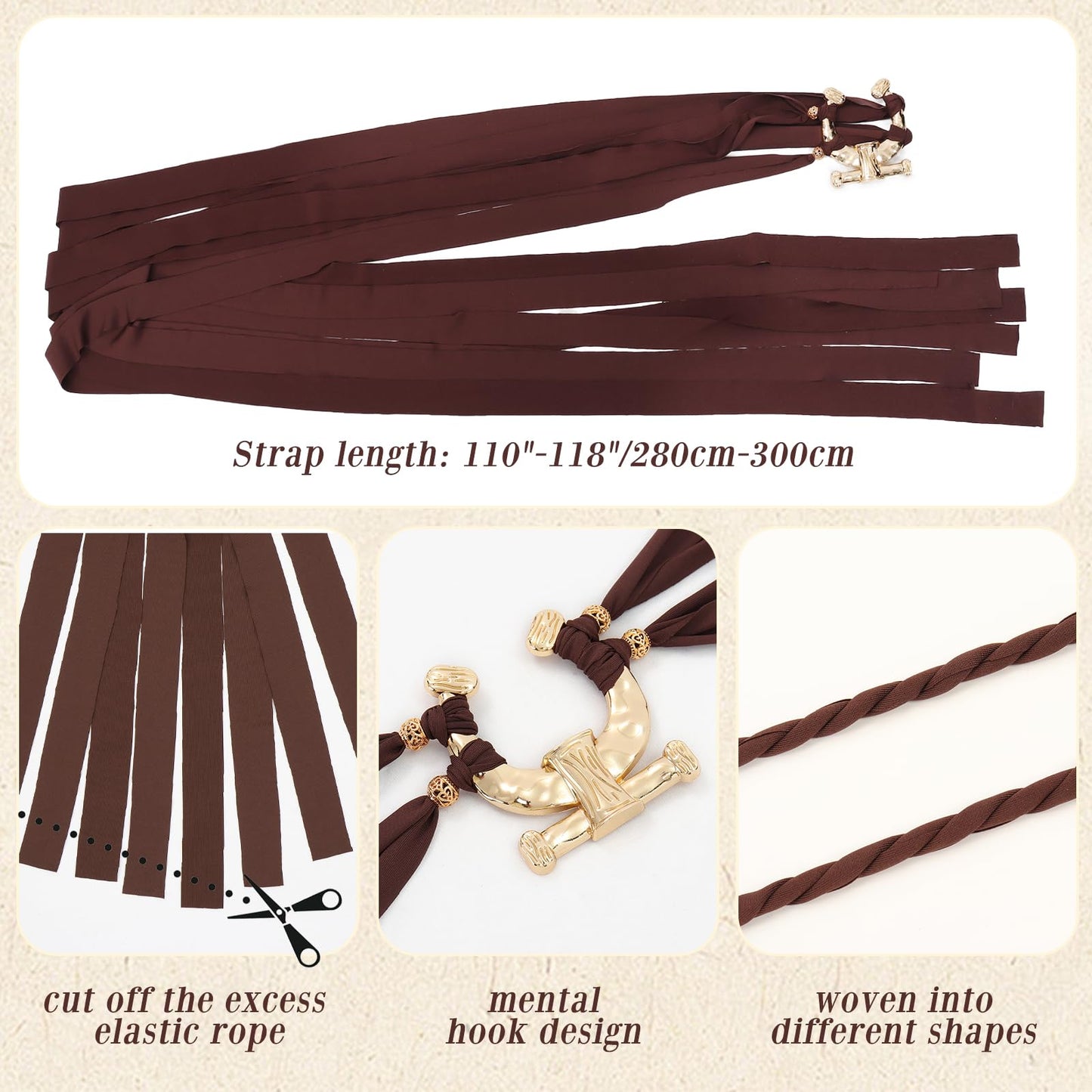 KUOIN Renaissance Troll Cross Belt, Women Medieval Witch Pagan Rope Waist Chain Sash Costume Accessory for Dress (A)