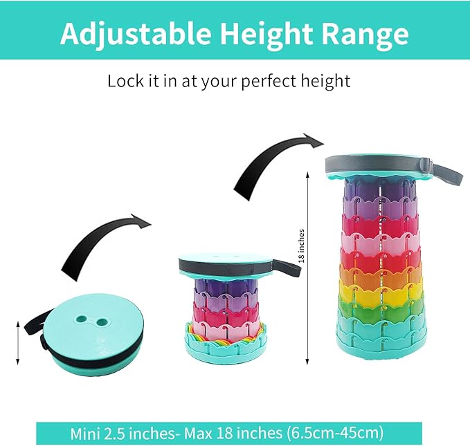 Fuuaiyim Folding Collapsible Camping Stool, Sturdy Platic Outdoor Foldable Telescopic Stool, Ultralight Portabel Retractable Seat for Camping, Picnic, BBQ, Gardern, Kitchen