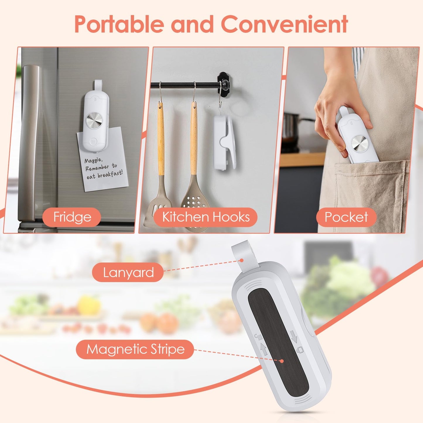 OEOP Bag Sealer, 2 in 1 Mini Bag Sealer Heat Seal and Cutter, Portable Chip Bag Sealer Heat Sealer Bag Resealer for Snacks Candies Plastic Bag Food Storage (Batteries Included)