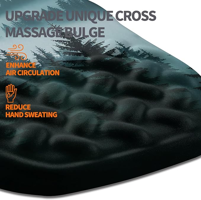 Ergonomic Slope Mouse Pad Wrist Support, Wrist Rest Mousepad for Carpal Tunnel Pain Relief with Massage Bulge and Slow Rebound Memory Foam (12x8 inch, Foggy Forest)
