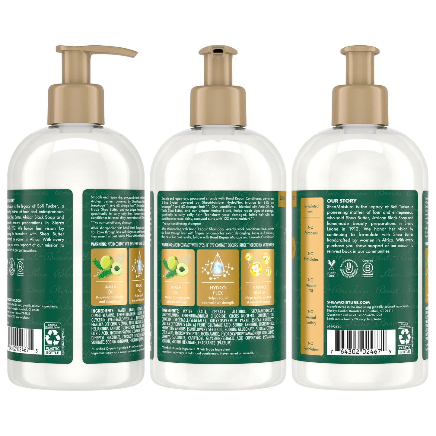 SheaMoisture Bond Repair Shampoo & Conditioner Set - Frizz Control, Strengthening Hair Breakage Repair Treatment with Amla Oil,