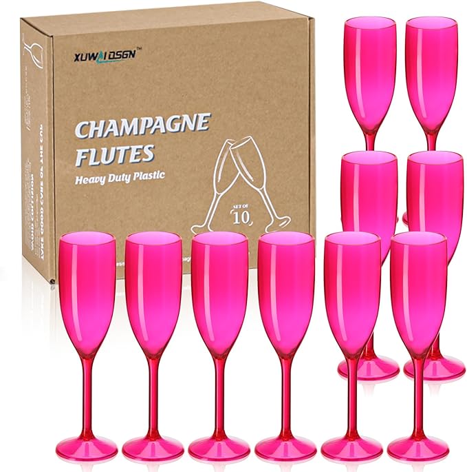 XUWAIDSGN Champagne Flute Acrylic Champagne Glasses Wedding Toasting Champagne Flute Goblet Plastic Reusable Unbreakable C...