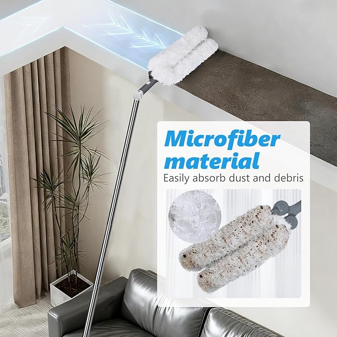 Microfiber Mop, Masthome Microfiber Duster,Cobweb Duster with Adjustable Angle Head, Extendable Duster with 60 " Long Pole, Dusters for Cleaning Ceiling Fan, High Ceiling, Furniture