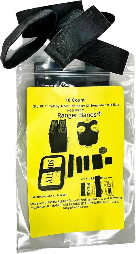Ranger Bands® 18 Count Wide Extra Stretch Made from EPDM Rubber for Survival and Strapping Gear Made in The USA Tactical R...