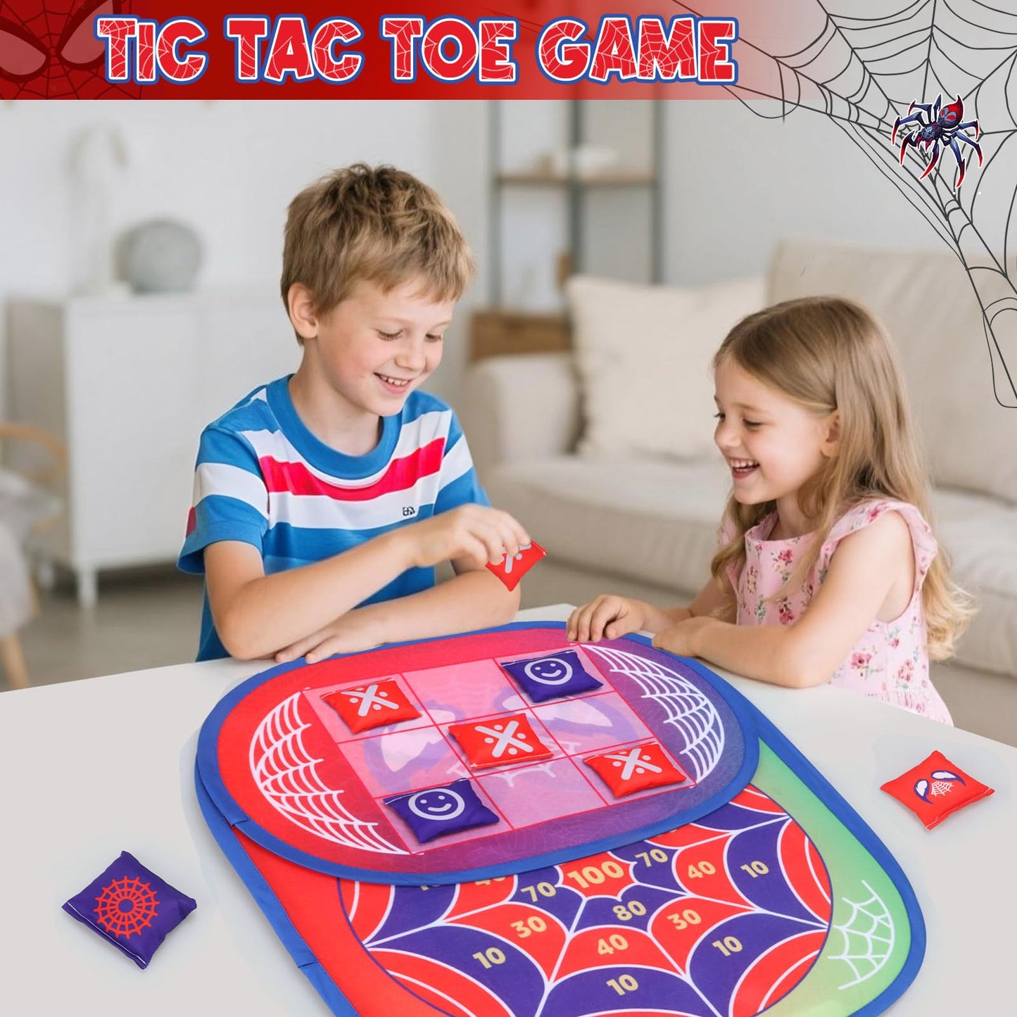 Aooess Bean Bag Toss Game for Kids: Cornhole for Kids, Outdoor Toys for Kids Ages 4-8 Tic Tac Toe Bean Bag Toss Toddler Toys Yard Games, Birthday Gift for Girls 3 4 5 6 7 8 Year Old