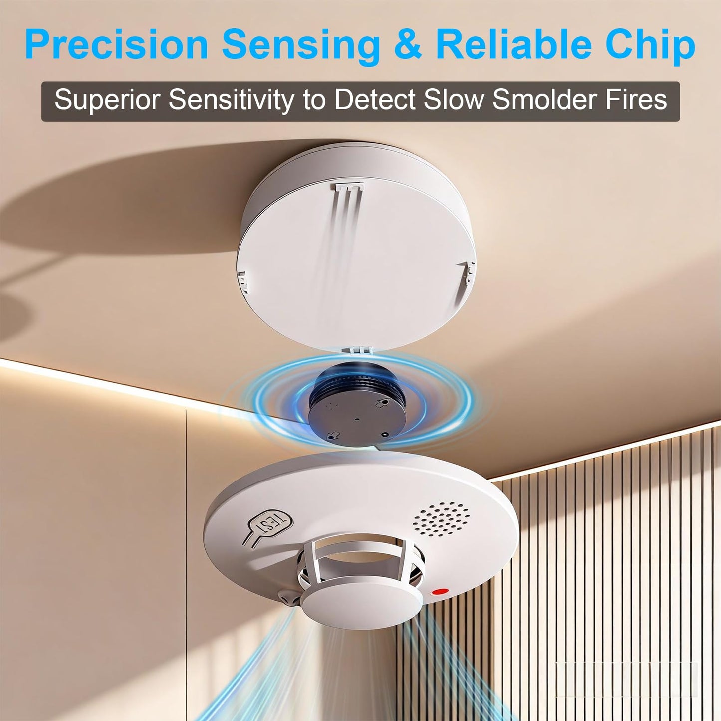 3 Pack Smoke Detector Photoelectric Smoke Alarm with Test/Mute Button, Replaceable AA Battery Battery Powered Fire Alarms for Home(Battery Not Included) S01D