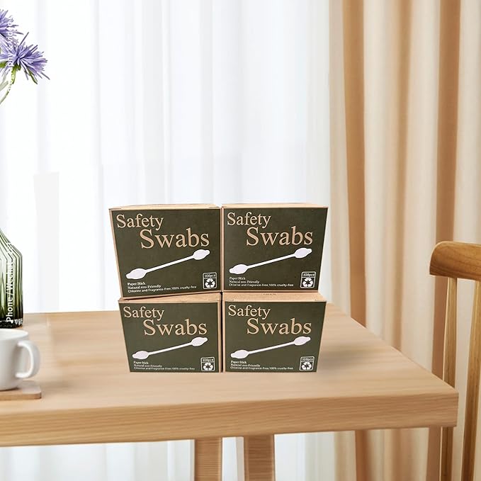 4 Packs Safety Cotton Swabs with Large Tips, Baby Cotton Buds 432pcs
