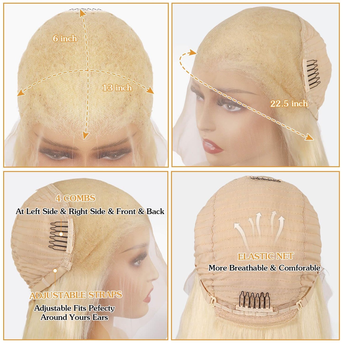 613 Lace Front Wig Human Hair 13x6 Transparent Lace Straight 613 HD Lace Frontal Wig Blonde Wig Human Hair Pre Plucked with Baby
