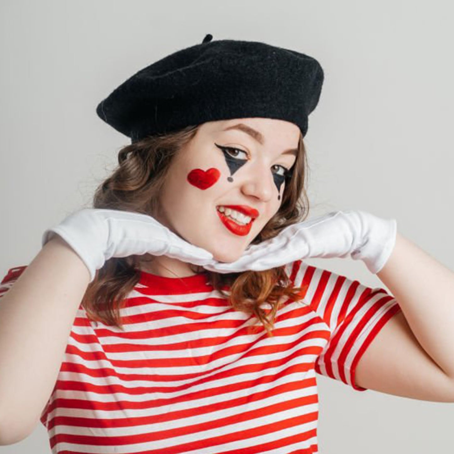 IZUS Adult French Beret Hat and Mustache Mime Artist Party Hats Birthday Fancy Costume Cosplay Caps Halloween (as1, alpha, one_size, Standard, Black 1pcs)