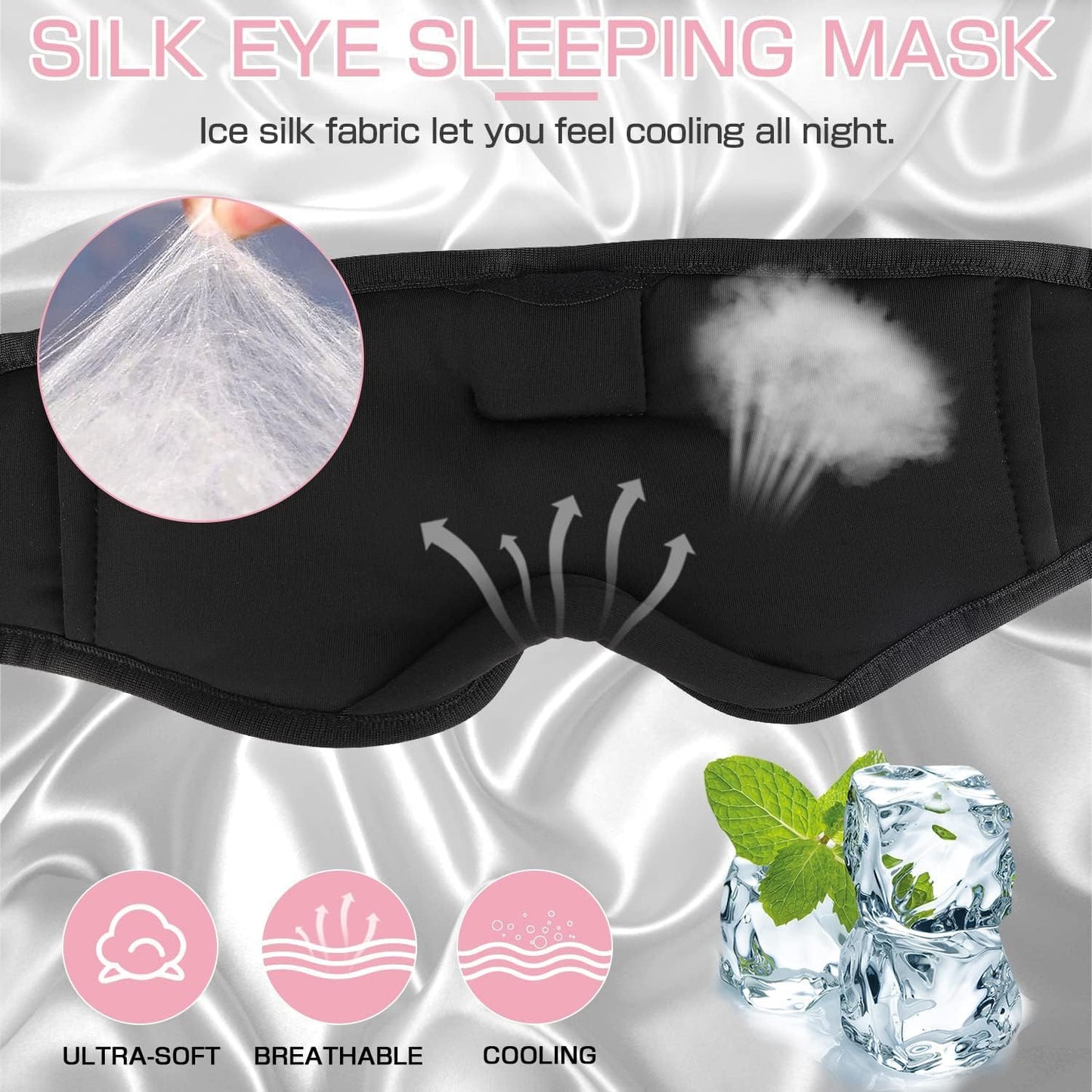 LC-dolida Sleep Mask with Bluetooth Headphones, Sleep Headphones Bluetooth Sleep Mask 3D Sleeping Headphones for Side Sleepers Best Gift and Travel Essential