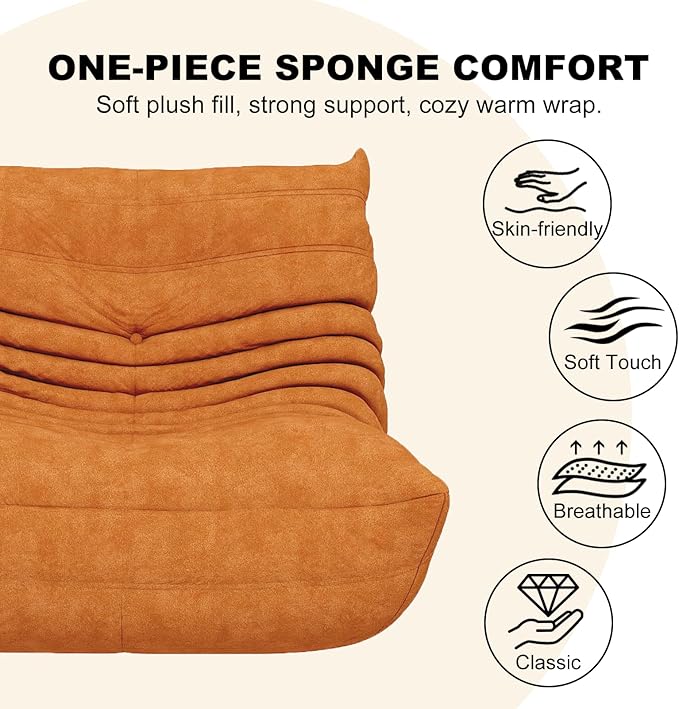 Snug Sofee Bean Bag Chair for Adults, Bean Bag Sofa - Adult Size with Soft Waterproof Fabric for Living Room, Apartments, Reading Corner, Gaming, and Movie Venue (DarkOrange)