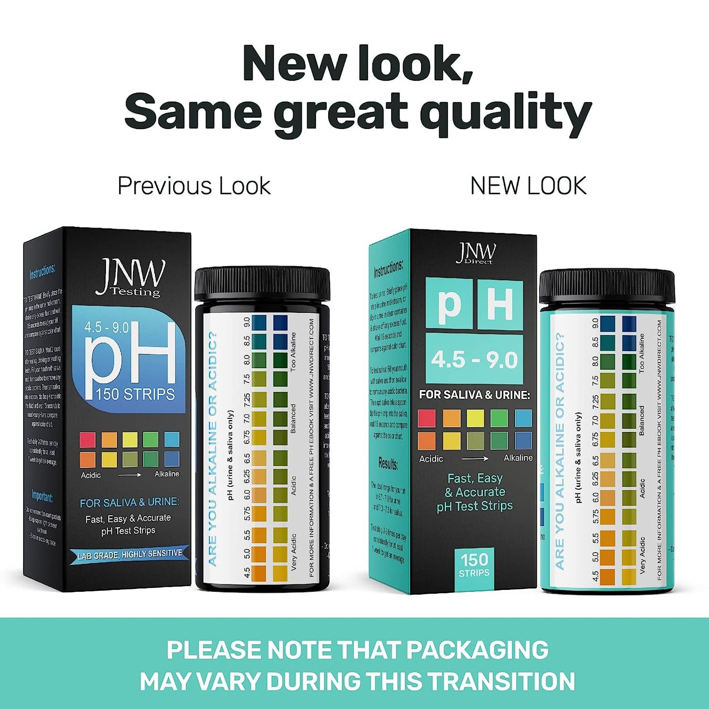 pH Test Strips for Urine and Saliva - 150 Litmus Paper pH Test Strips with Ebook, Quick & Easy pH Level Testing from 4.5-9.0, Ultimate Acidity Test Kit from JNW Direct