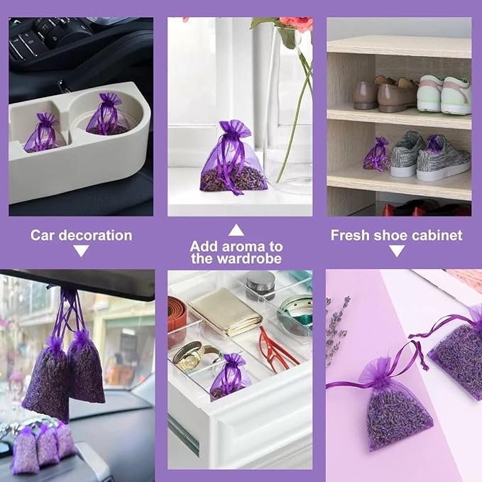 20-Piece Lavender sachets for wardrobes, Drawers, Closets, and Storage Spaces, Home Fragrance sachets, Natural Lavender Flowers, Purple