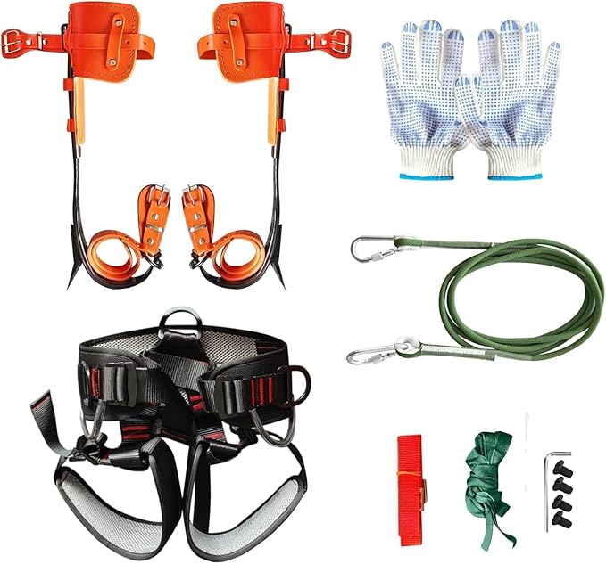 Tree Climbing Gear,Tree Climbing Spikes, Tree Climbing Gear with Adjustable Climbing Straps and Steel Core Flip Line, Rock...