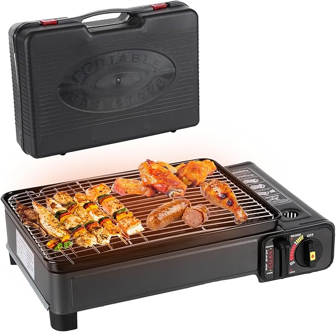 Wimdoyily Propane Grill Portable,Portable Gas Grill Butane Stove (BLACK)