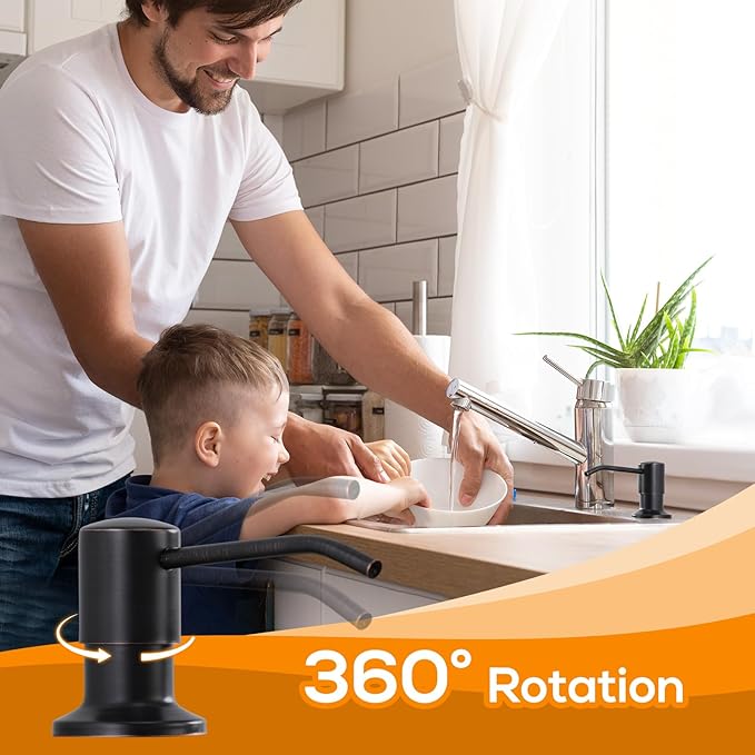Soap Dispenser for Kitchen Sink ORB Lotion Dispenser for Kitchen Sink Stainless Steel Pump Head, with 17 Ounce Soap Bottle Refill from The Top,Soap Pump for Kitchen Sink
