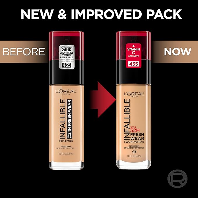 L'Oreal Paris Makeup Infallible Up to 32 Hour Fresh Wear Lightweight Foundation, 535 Espresso, 1 Fl Oz, Packaging May Vary
