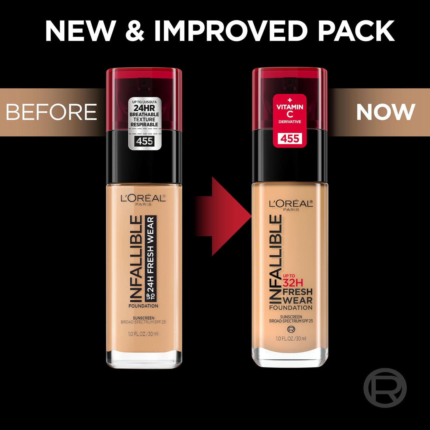 LOr  al Paris Makeup Infallible Up to 32 Hour Fresh Wear Lightweight Foundation, 515 Copper, 1 Fl Oz, Packaging May Vary