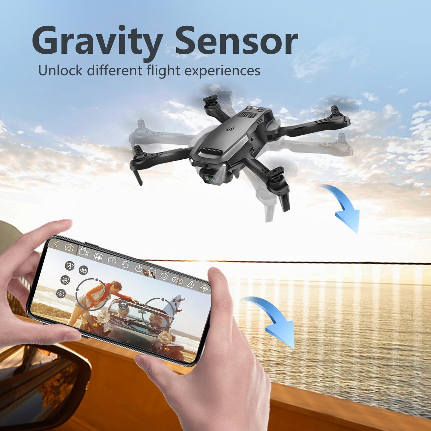 Jiakora Mini Drone for Kids with 1080P HD FPV Camera,Foldable Remote Control Quadcopter Toys with App FPV Video,Altitude Hold, Gravity Control, 2 Batteries,Gifts for Boys Girls,Black