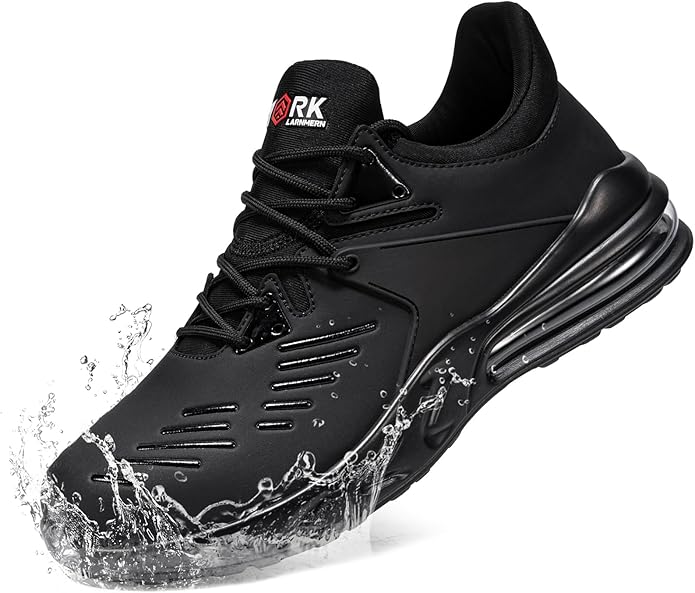 LARNMERN Non Slip Work Waterproof Shoes for Women Steel Toe Comfortable Indestructible Construction Food Service Chef Snea...