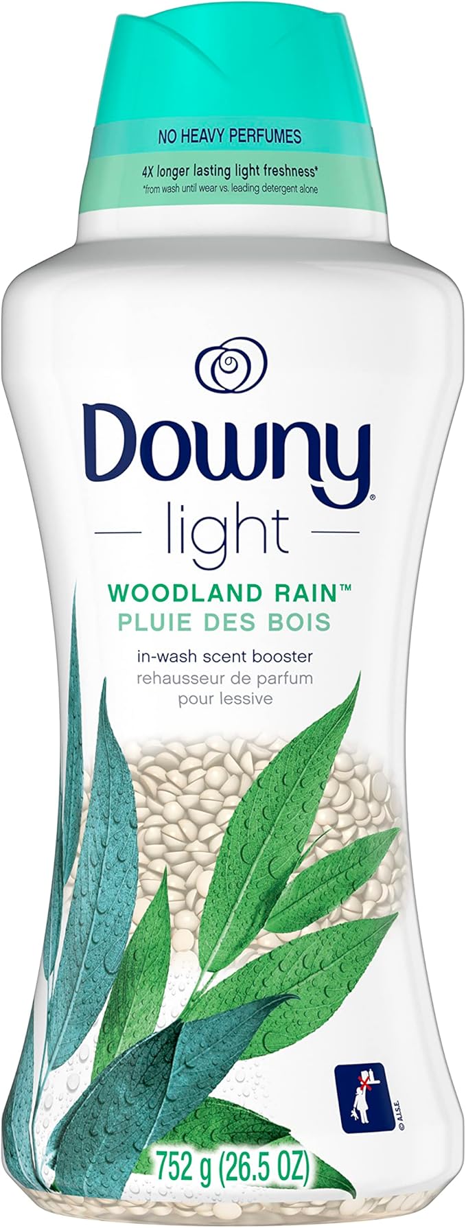 Downy Light Laundry Scent Booster Beads for Washer, Woodland Rain, 26.5 oz, with No Heavy Perfumes