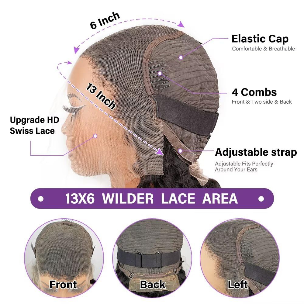 Tagota 32 Inch Deep Wave Lace Front Wigs Human Hair 13x6 HD Lace Front Wigs Human Hair Pre Plucked Brazilian Curly Wig Human Hai
