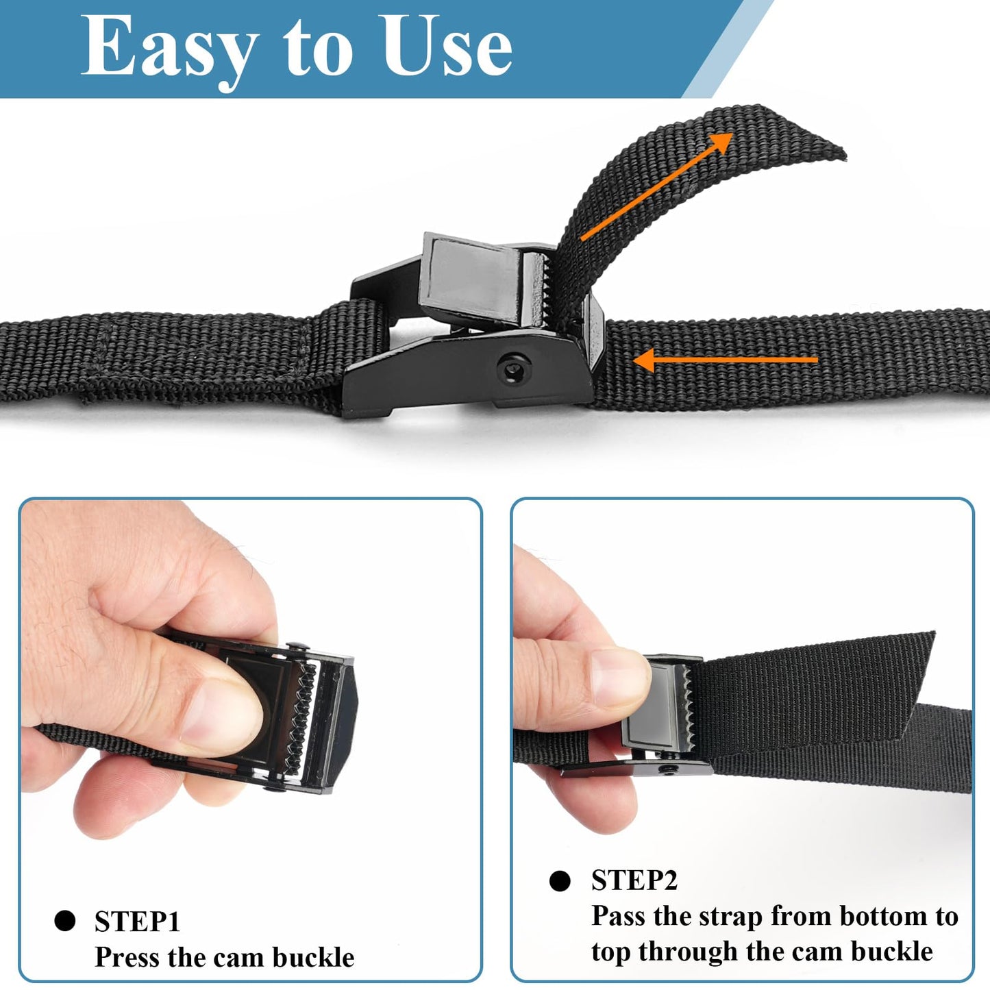 PEASUG Tie Down Straps, 4 Pcs Lashing Small Ratchet Straps with Buckles, 0.78" x 5' Adjustable Simple Cinch Cam Pull Suitable for Trucks, Cargo, Luggage Black