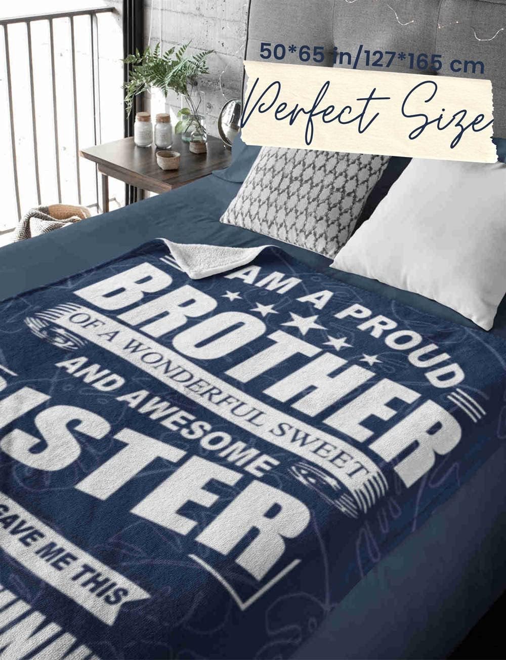 InnoBeta Gifts for Brother Adult from Sister, Bed Flannel Blankets Throws for Brothers for Birthday, Christmas (50"x 65") - Awesome Sister
