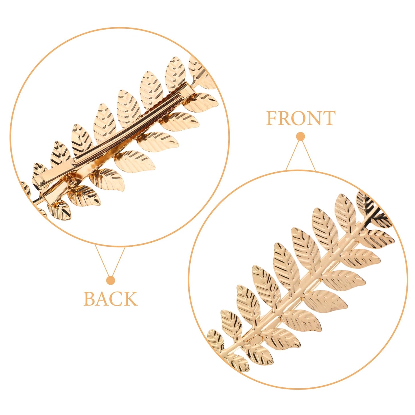 2pcs Hair Clip Gold Toga Party Halloween Greek Goddess Costume Golden Leaf Alligator Hair Barrettes Vintage Hair Bang Ornament